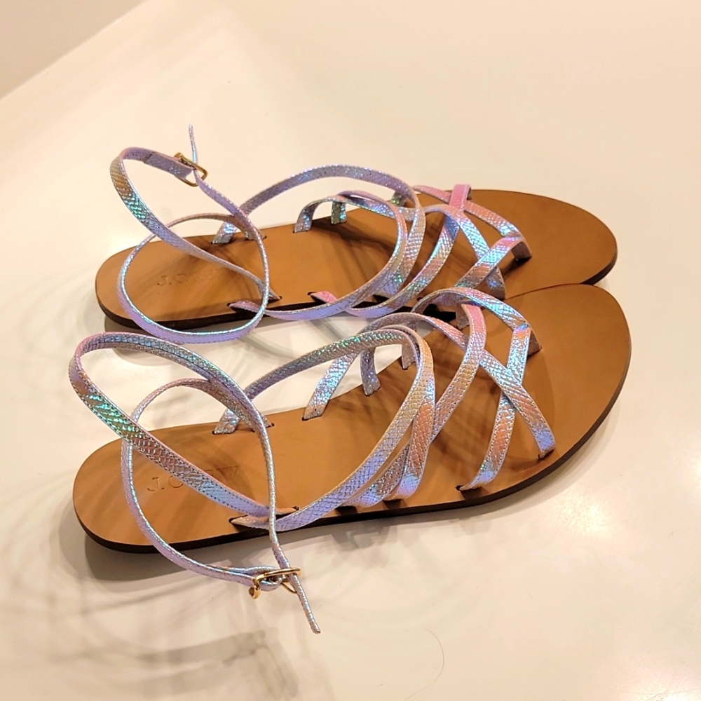 J. Crew iridescent strappy sandals NWOT!